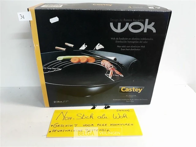 1 x wok 28 cm non stick alu voor alle vuren - afbeelding 1 van  3