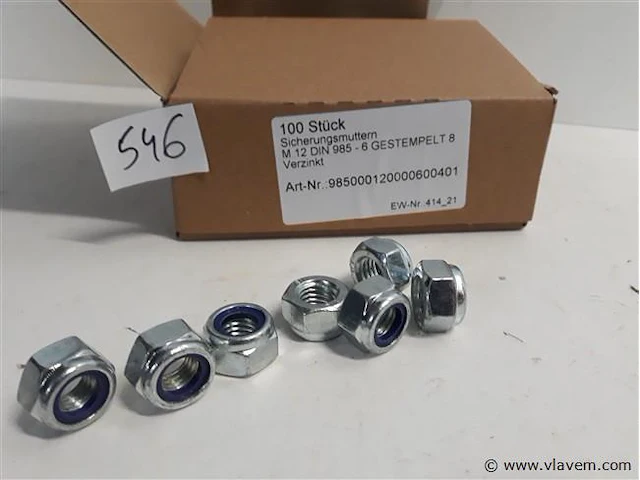 1 x zeskant borgmoer verzinkt m 12 100 stuks - afbeelding 2 van  2