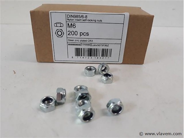 1 x zeskant borgmoer verzinkt m 6 200 stuks - afbeelding 2 van  2