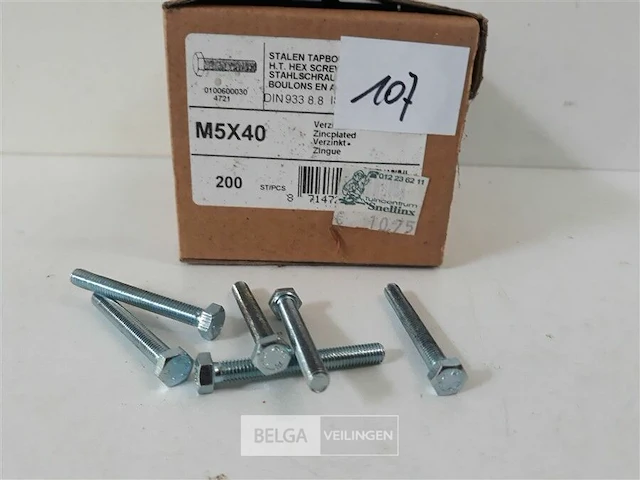 1 x zeskant tapbout m5x40 200 stuks - afbeelding 3 van  3