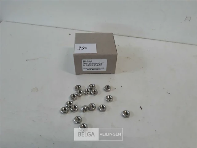1 x zeskantmoer inox a2 m 6 200 stuks - afbeelding 2 van  3