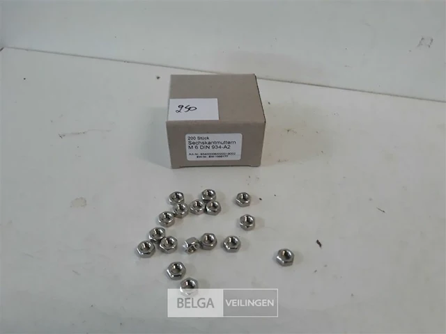 1 x zeskantmoer inox a2 m 6 200 stuks - afbeelding 2 van  3