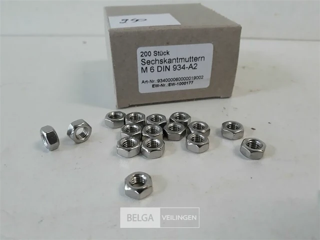 1 x zeskantmoer inox a2 m 6 200 stuks - afbeelding 3 van  3