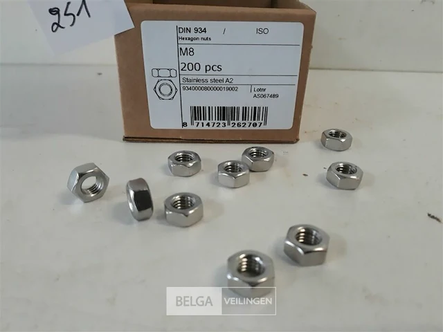 1 x zeskantmoer inox a2 m 8 200 stuks - afbeelding 3 van  3