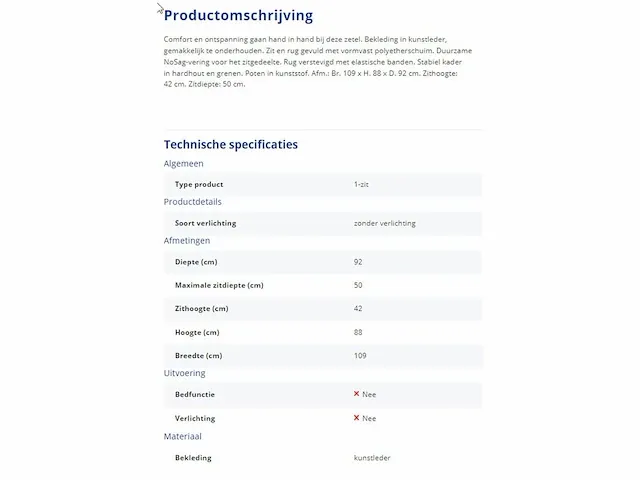 1-zit cathérine in kunstleder - afbeelding 2 van  2