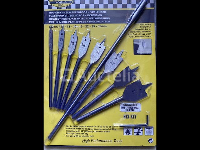 10 delige speedboor set 6,10, 13,16,19,22, 25,en 32 mm - afbeelding 4 van  4