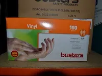 10 dozen x 100 stuks vinyl handschoenen buster maat l - afbeelding 1 van  2