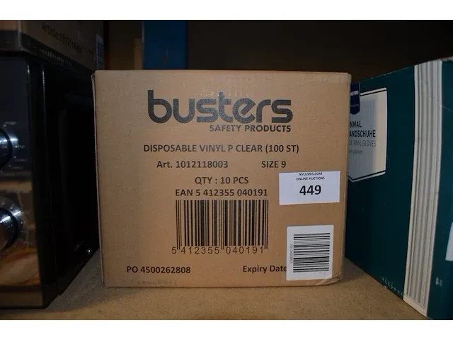 10 dozen x 100 stuks vinyl handschoenen buster maat l - afbeelding 2 van  2
