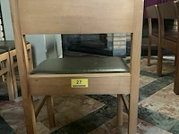 10 kerkstoelen met groene zit en houten rugleuning - afbeelding 3 van  4