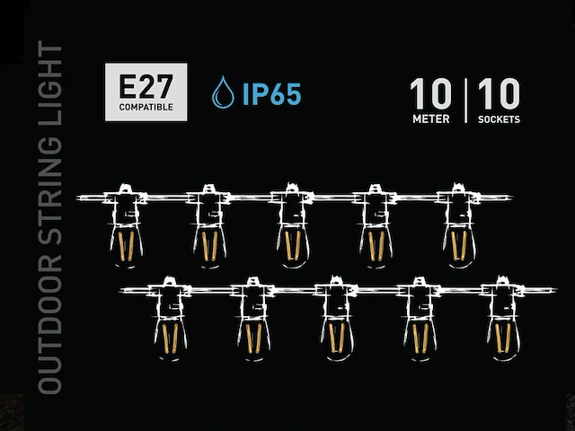 10 meter e27 waterdicht prikkabel koppelbaar (12x) - afbeelding 5 van  6