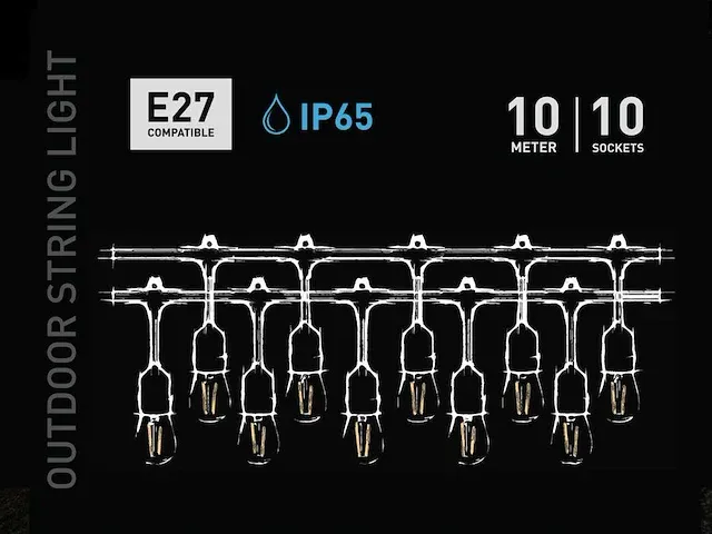 10 meter e27 waterdicht prikkabel koppelbaar dikke kabel (12x) - afbeelding 5 van  5