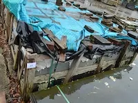 10 stuks zwart granieten platen voor tuinschermen en lage muurtjes gebrand en geborsteld met lijnen 1 zijde afgewerkt afm. 220x60x3 - afbeelding 1 van  5