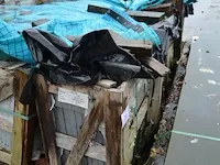 10 stuks zwart granieten platen voor tuinschermen en lage muurtjes gebrand en geborsteld met lijnen 1 zijde afgewerkt afm. 220x60x3 - afbeelding 3 van  5