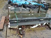 10 stuks zwart granieten platen voor tuinschermen en lage muurtjes gebrand en geborsteld met lijnen 1 zijde afgewerkt afm. 220x60x3 - afbeelding 1 van  5