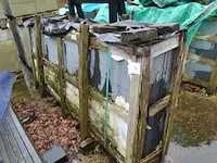 10 stuks zwart granieten platen voor tuinschermen en lage muurtjes gebrand en geborsteld met lijnen 1 zijde afgewerkt afm. 220x90x3