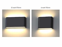 10 x 12w led design wandlamp duo licht zand zwart warm wit waterdicht - afbeelding 6 van  7