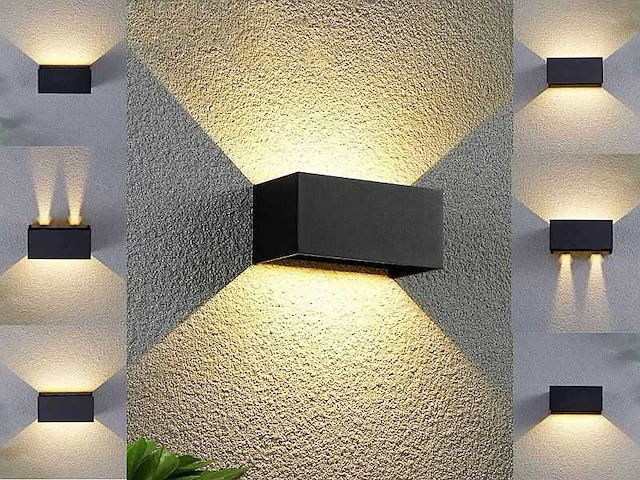 10 x 12w led zand zwart wandlamp rechthoekig dubbele duo licht verstelbaar waterdicht - afbeelding 3 van  7