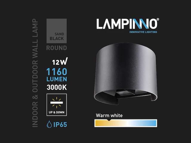 10 x 12w led zand zwart wandlamp rond duo licht verstelbaar waterdicht - afbeelding 3 van  7