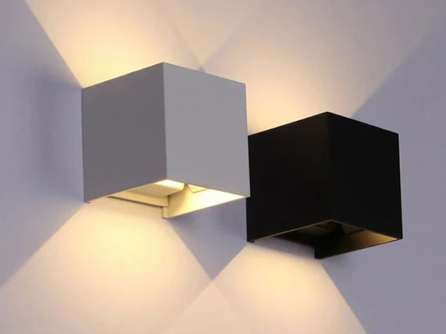10 x 12w led zwart wandlamp kubus duo licht verstelbaar waterdicht - afbeelding 7 van  9