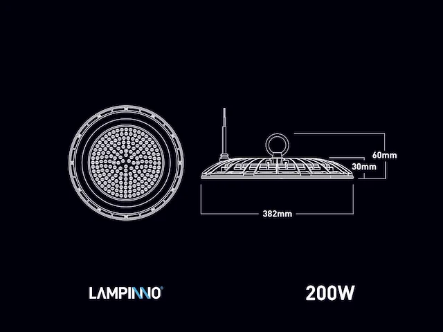 10 x 200w 4000k led ufo highbay slim waterdicht met lens - afbeelding 4 van  6