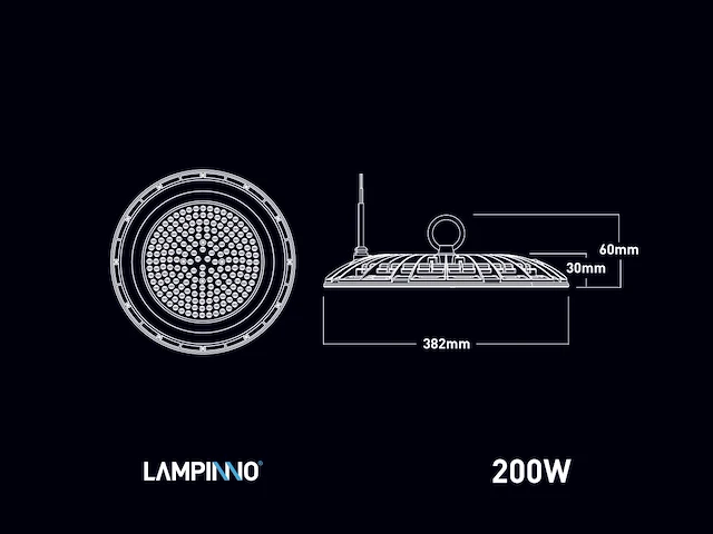 10 x 200w 6500k led ufo highbay slim waterdicht met lens - afbeelding 4 van  6