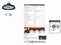 10 x 200w highbay led lamp - 150lm/w - 3cct instelbaar - ip65 waterdicht - afbeelding 6 van  6