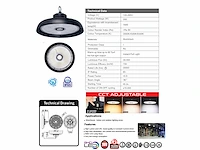 10 x 200w led highbay - 3cct instelbaar kleurtemperatuur (3000k, 4500k, 6500k) via een dip-schakelaar - afbeelding 4 van  5