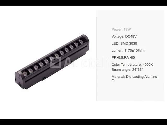 10 x alfa lineaire led-spot voor magnetische rail 48v – 18w – zwart. - afbeelding 4 van  5