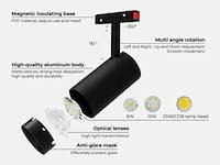 10 x bery led spot op magnetische rail 48v - 4000k neutraal wit -10w - zwart - afbeelding 4 van  6