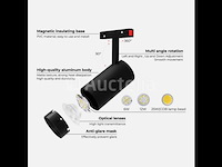 10 x bery led spot op magnetische rail 48v - 4000k neutraal wit -20w - zwart - afbeelding 3 van  5