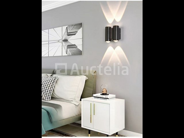 10 x bidirectioneel led wandlamp – 4w – 3500k – ip54 – zwart – sw-47-2 - afbeelding 1 van  3