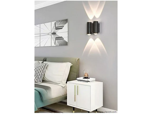 10 x bidirectioneel led wandlamp – 4w – 3500k – ip54 – zwart – sw-47-2 - afbeelding 2 van  3