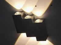 10 x bidirectionele led wandlamp – 6w – 3500k – ip54 – zwart – sw-45-3 - afbeelding 1 van  4