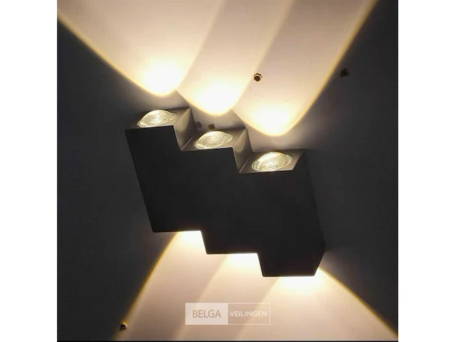 10 x bidirectionele led wandlamp – 6w – 3500k – ip54 – zwart – sw-45-3 - afbeelding 2 van  4