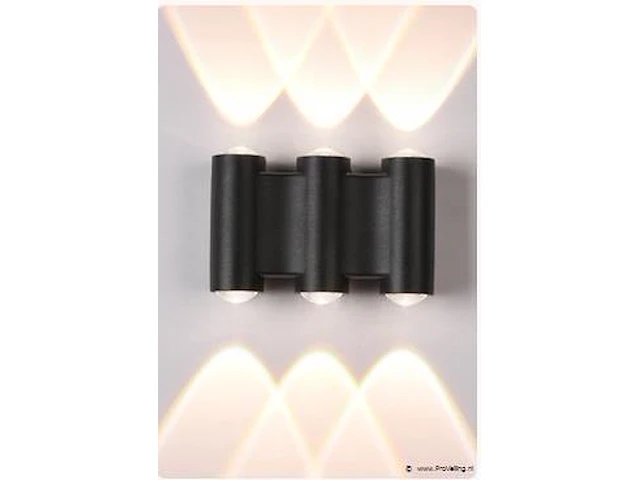 10 x bidirectionele led wandlamp – 6w – 3500k – ip54 – zwart – sw-47-3 - afbeelding 1 van  3