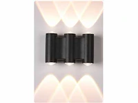 10 x bidirectionele led wandlamp – 6w – 3500k – ip54 – zwart – sw-47-3 - afbeelding 1 van  3