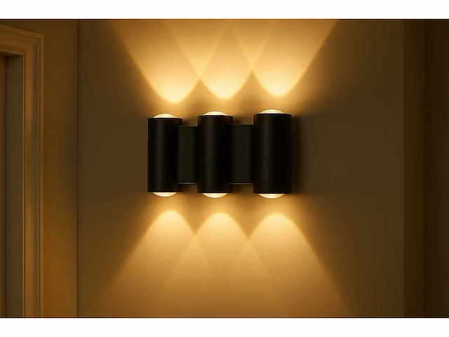 10 x bidirectionele led wandlamp – 6w – 3500k – ip54 – zwart – sw-47-3 - afbeelding 1 van  4