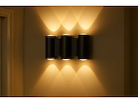 10 x bidirectionele led wandlamp – 6w – 3500k – ip54 – zwart – sw-47-3 - afbeelding 1 van  4