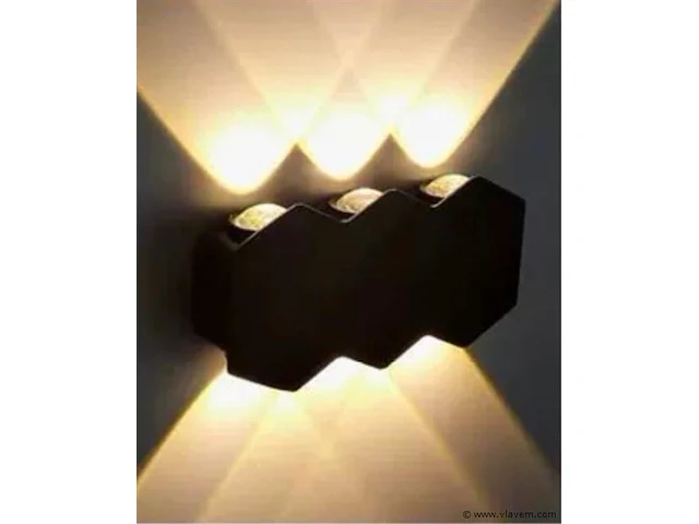 10 x bidirectionele led wandlamp – 6w – 3500k – ip54 – zwart – sw-51-3 - afbeelding 1 van  5