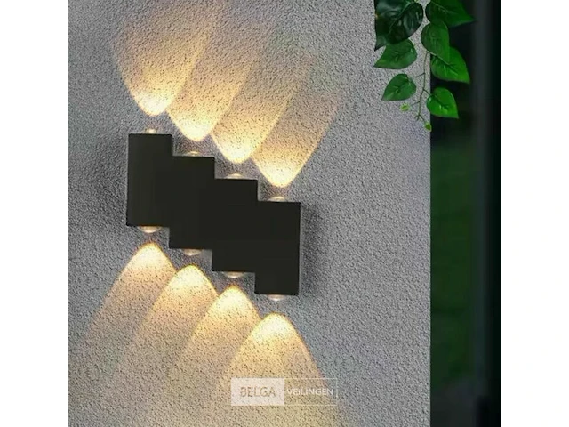 10 x bidirectionele led wandlamp – 8w – 3500k – ip54 – zwart – sw-45-4 - afbeelding 2 van  3