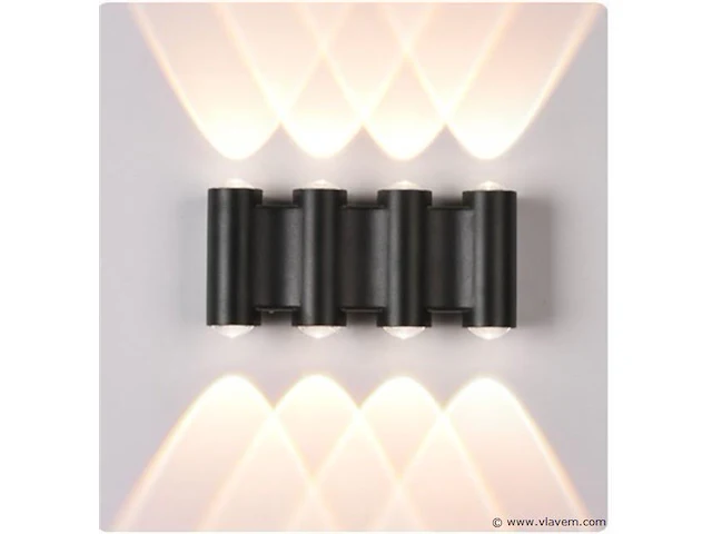 10 x bidirectionele led wandlamp – 8w – 3500k – ip54 – zwart – sw-47-4 - afbeelding 1 van  3