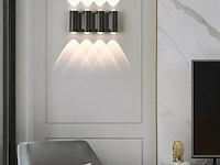 10 x bidirectionele led wandlamp – 8w – 3500k – ip54 – zwart – sw-47-4 - afbeelding 2 van  3