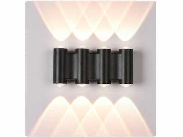 10 x bidirectionele led wandlamp – 8w – 3500k – ip54 – zwart – sw-47-4 - afbeelding 1 van  3