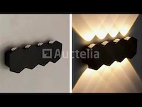 10 x bidirectionele led wandlamp – 8w – 3500k – ip54 – zwart – sw-51-4 - afbeelding 2 van  5