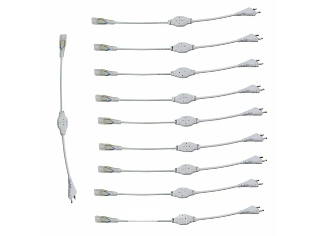 10 x connectoren voor neon led strip –monochroom – 10 pin – 220-240v – binnen/buiten - afbeelding 3 van  5