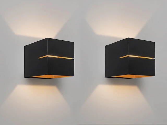 10 x cube split wand opbouw spot zwart/goud - afbeelding 1 van  9