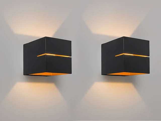 10 x cube split wand opbouw spot zwart/goud - afbeelding 8 van  9