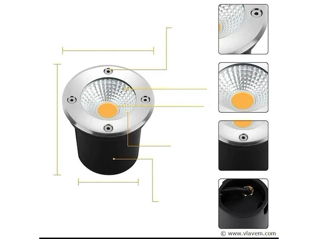 10 x grond inbouwspot 7w led (sgd-2803) - afbeelding 3 van  5