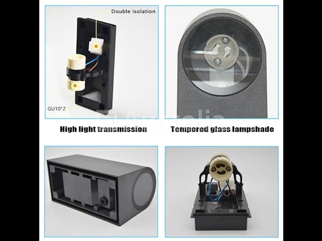 10 x gu10 dual flow buiten wandlamp – ip65 waterdicht – zwart - afbeelding 5 van  5