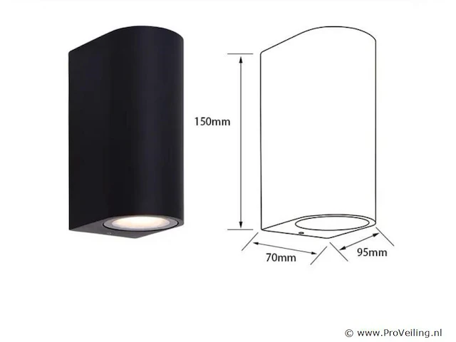 10 x gu10 dual flow buiten wandlamp – ip65 waterdicht – zwart - afbeelding 3 van  5
